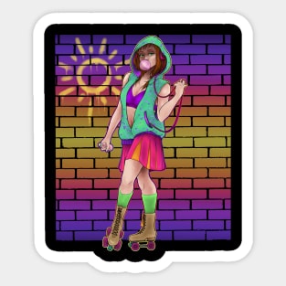 Neon Sunset Skater 3 Sticker